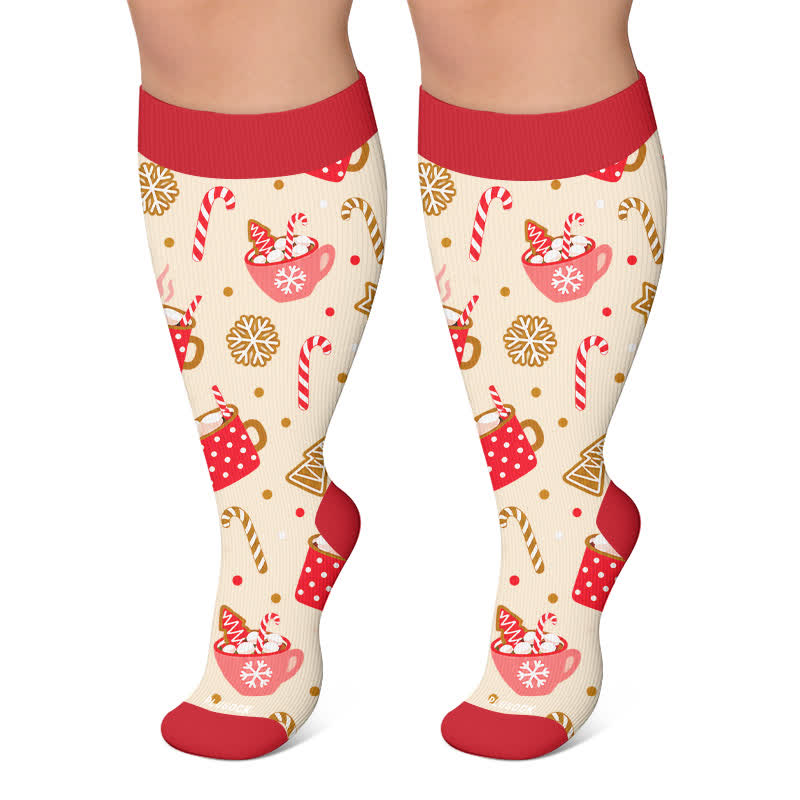 Chaussettes de compression grandes tailles pour boissons de Noël - Abricot - 4XL - image 4