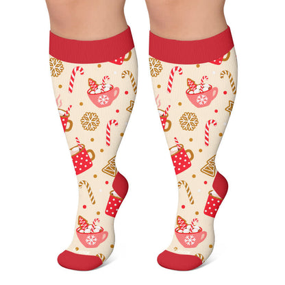 Chaussettes de compression grandes tailles pour boissons de Noël - Abricot - 4XL - image 4