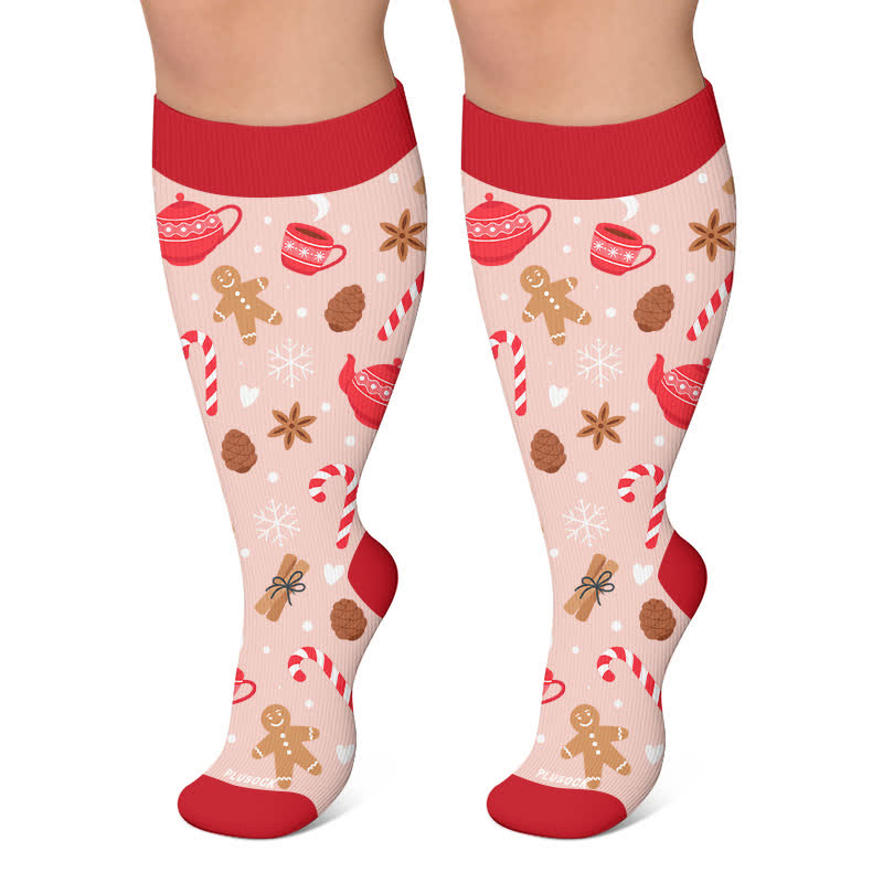 Chaussettes de compression grandes tailles pour boissons de Noël - Rose - 4XL - image 6