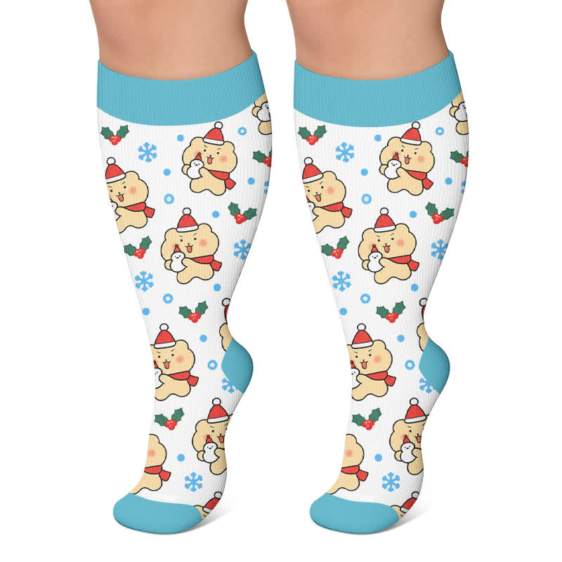 Chaussettes de compression ours de Noël grande taille - Blanc - 4XL - image 4