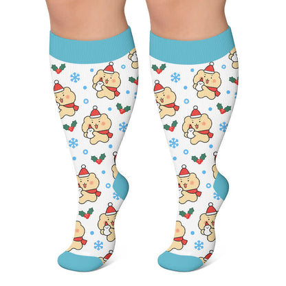 Chaussettes de compression ours de Noël grande taille - Blanc - 4XL - image 4
