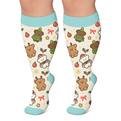 Chaussettes de compression ours de Noël grande taille - Beige - 4XL - image 5
