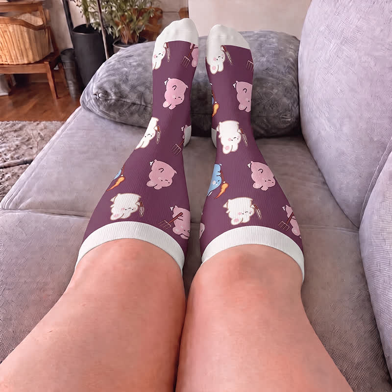 Chaussettes de compression grandes tailles Magic Bunnies Chats Chiens - image 2