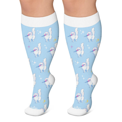 Chaussettes de compression grandes tailles Magic Bunnies Chats Chiens - Bleu - 4XL - image 6