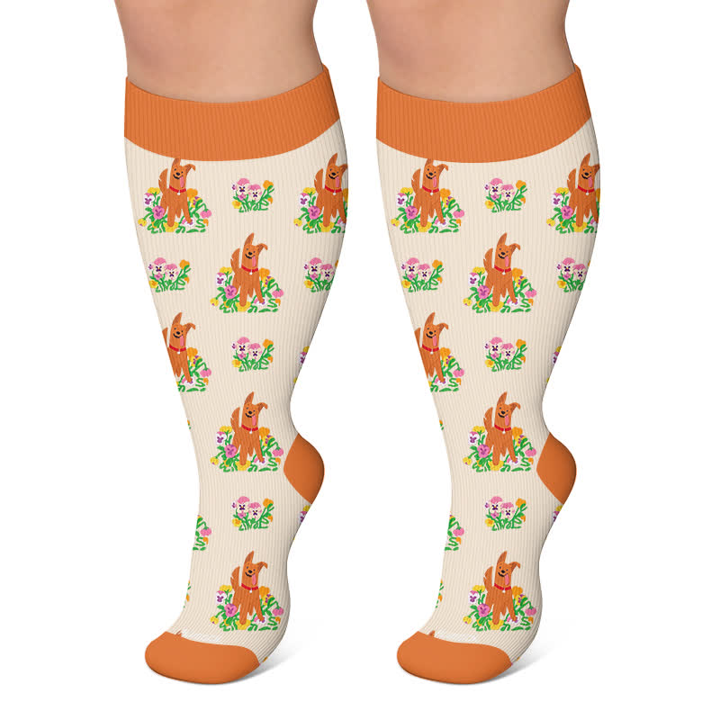 Chaussettes de compression grandes tailles Magic Bunnies Chats Chiens - Orange - 4XL - image 5