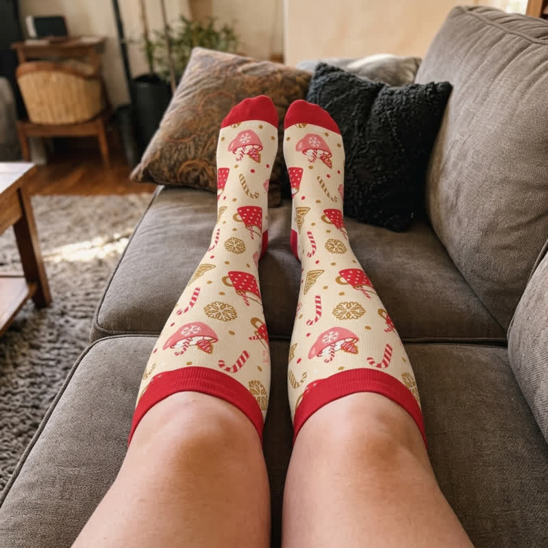 Chaussettes de compression grandes tailles pour boissons de Noël - image 2