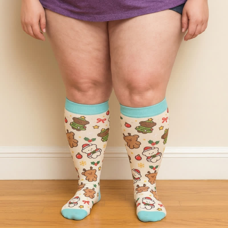 Chaussettes de compression ours de Noël grande taille - image 2