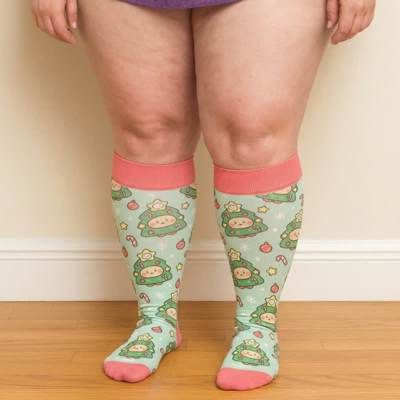 Chaussettes de compression ours de Noël grande taille - image 1