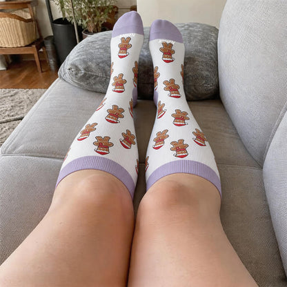 Chaussettes de compression festives à motifs de rennes, grandes tailles - image 2