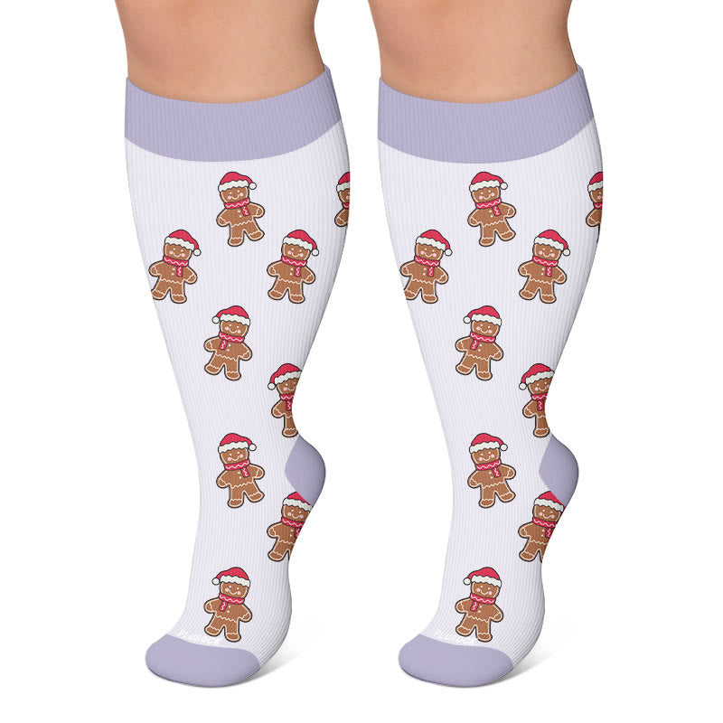 Chaussettes de compression festives à motifs de rennes, grandes tailles - Violet - 4XL - image 5