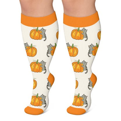 Chaussettes de compression grandes tailles à motifs animaux et fruits - Orange - 4XL - image 4