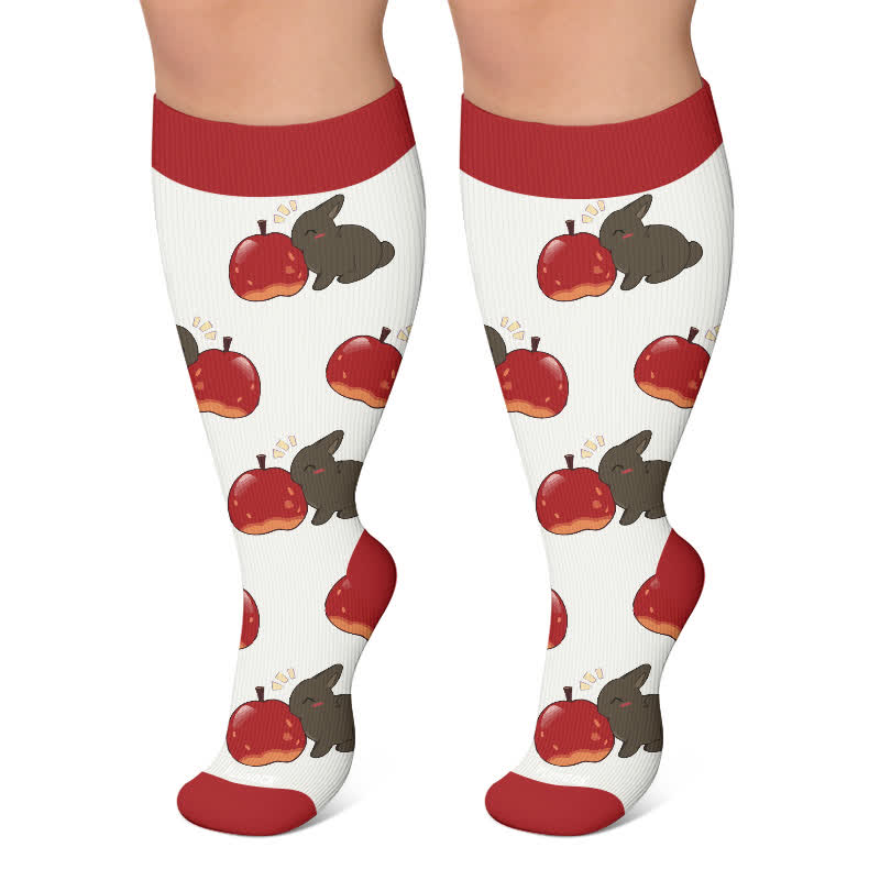 Chaussettes de compression grandes tailles à motifs animaux et fruits - Rouge - 4XL - image 5