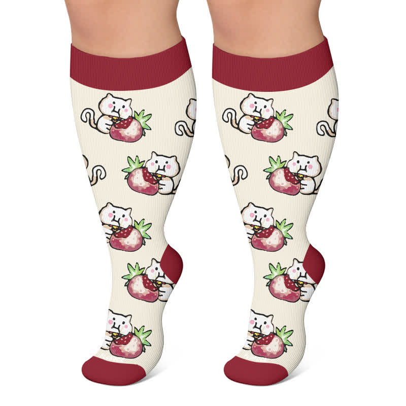 Chaussettes de compression grandes tailles à motifs animaux et fruits - Beige - 4XL - image 6