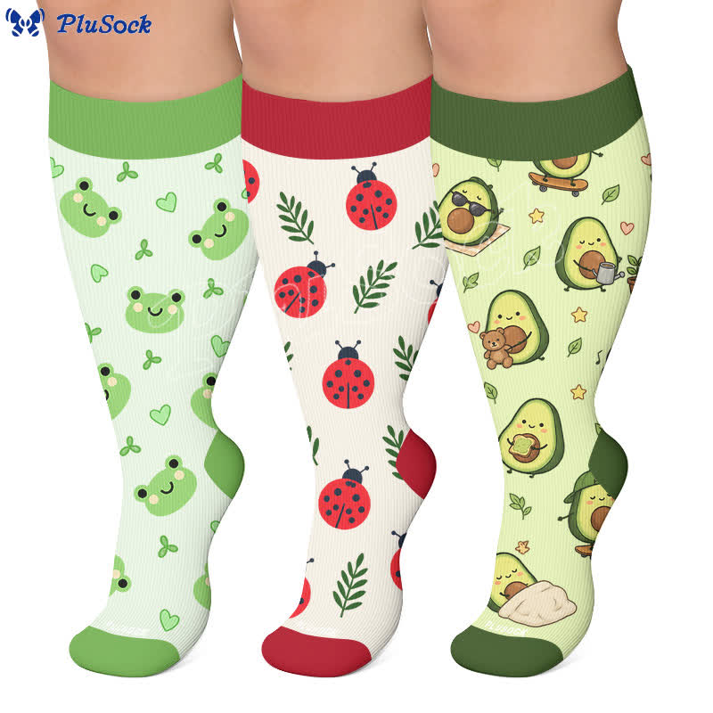 Chaussettes de compression grande taille Grenouille Coccinelle Avocat - image 0