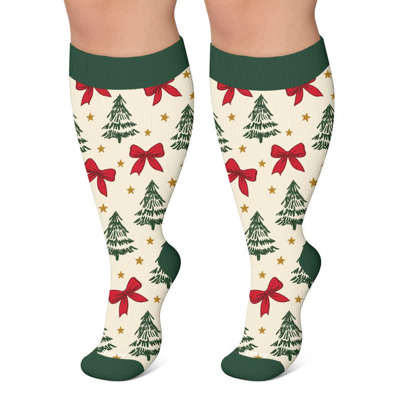 Chaussettes de compression de Noël grande taille avec le Père Noël - Vert - 4XL - image 4