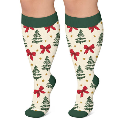 Chaussettes de compression de Noël grande taille avec le Père Noël - Vert - 4XL - image 4
