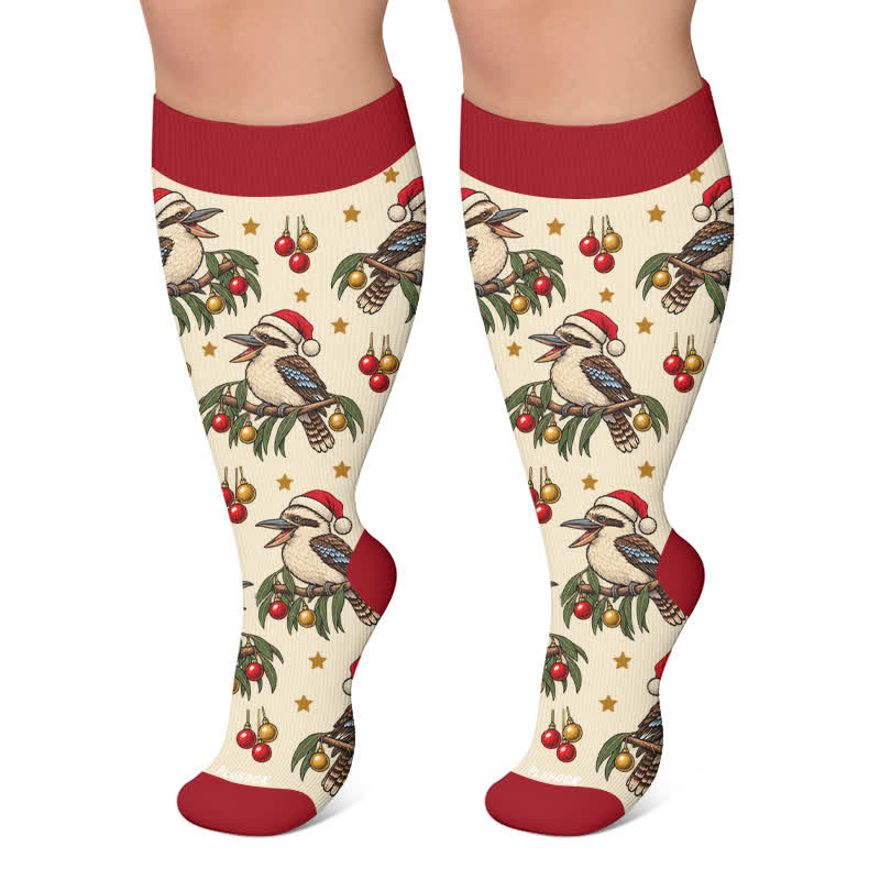 Chaussettes de compression de Noël grande taille avec le Père Noël - Abricot - 4XL - image 6