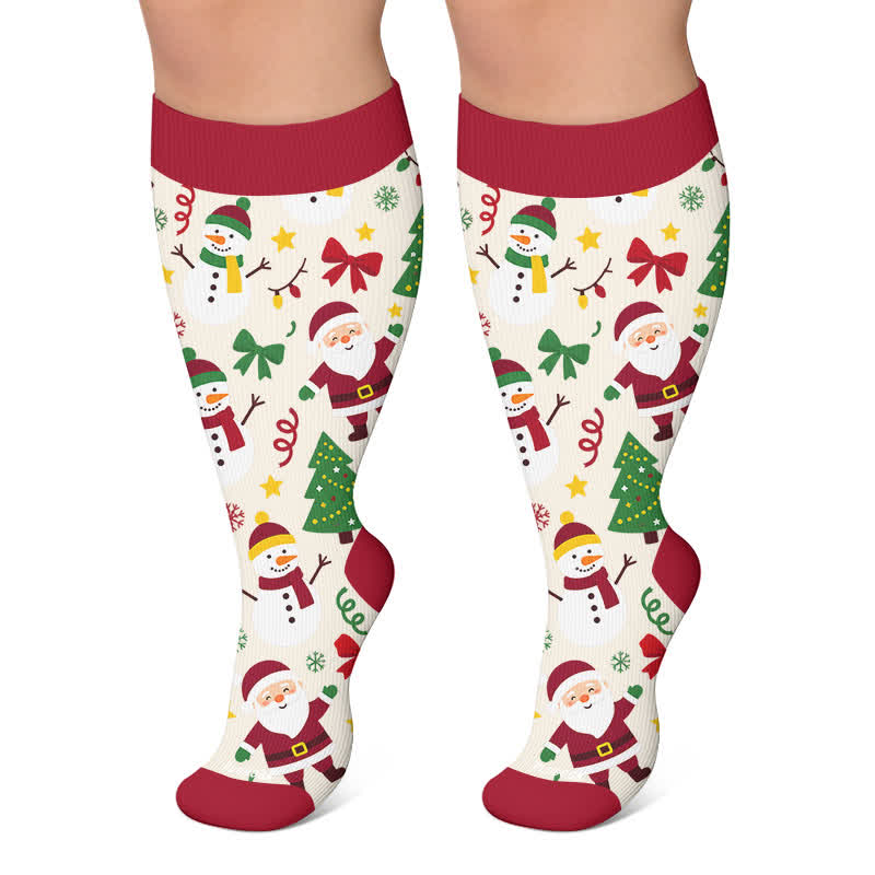 Chaussettes de compression de Noël grande taille avec le Père Noël - Beige - 4XL - image 5