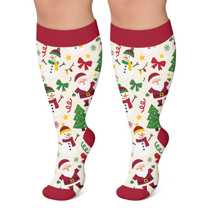 Chaussettes de compression de Noël grande taille avec le Père Noël - Beige - 4XL - image 5