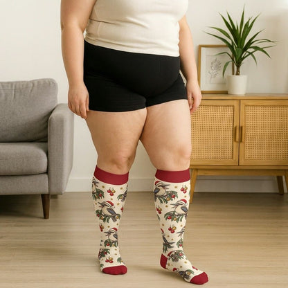 Chaussettes de compression de Noël grande taille avec le Père Noël - image 3