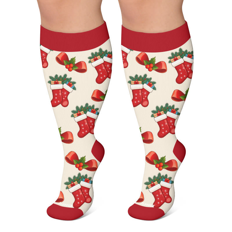 Chaussettes de compression pingouin festives grandes tailles - Rouge - 4XL - image 5