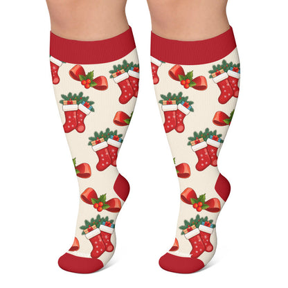 Chaussettes de compression pingouin festives grandes tailles - Rouge - 4XL - image 5