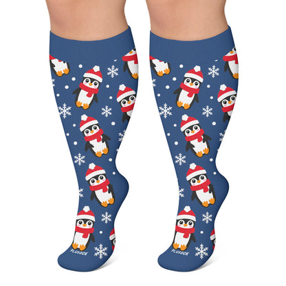 Chaussettes de compression pingouin festives grandes tailles - Bleu marine - 4XL - image 4
