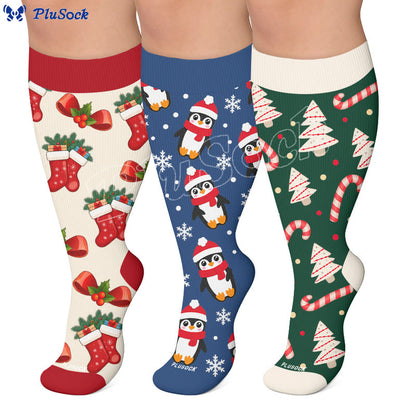 Chaussettes de compression pingouin festives grandes tailles - image 0