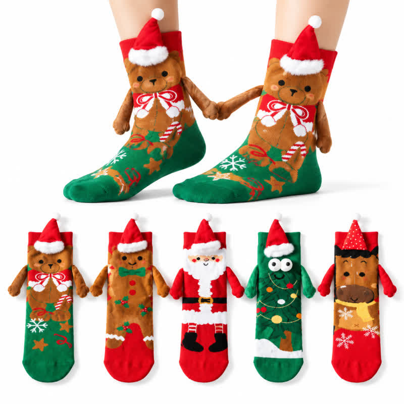 Chaussettes courtes tricotées sapin de Noël tenant une main - image 0