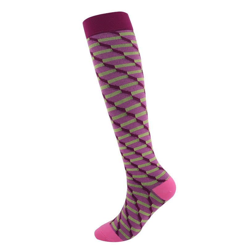 Chaussettes de compression à rayures irrégulières colorées (3 paires)