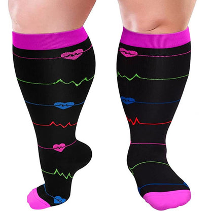 Chaussettes de compression grande taille à motif électrocardiogramme (3 paires)