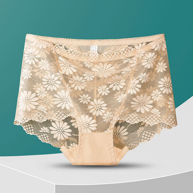 Culotte taille haute en dentelle florale grande taille (5 paires)