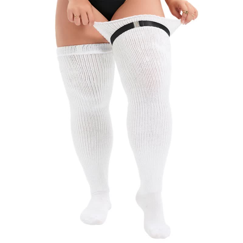 Chaussettes hautes blanches en coton - image 2