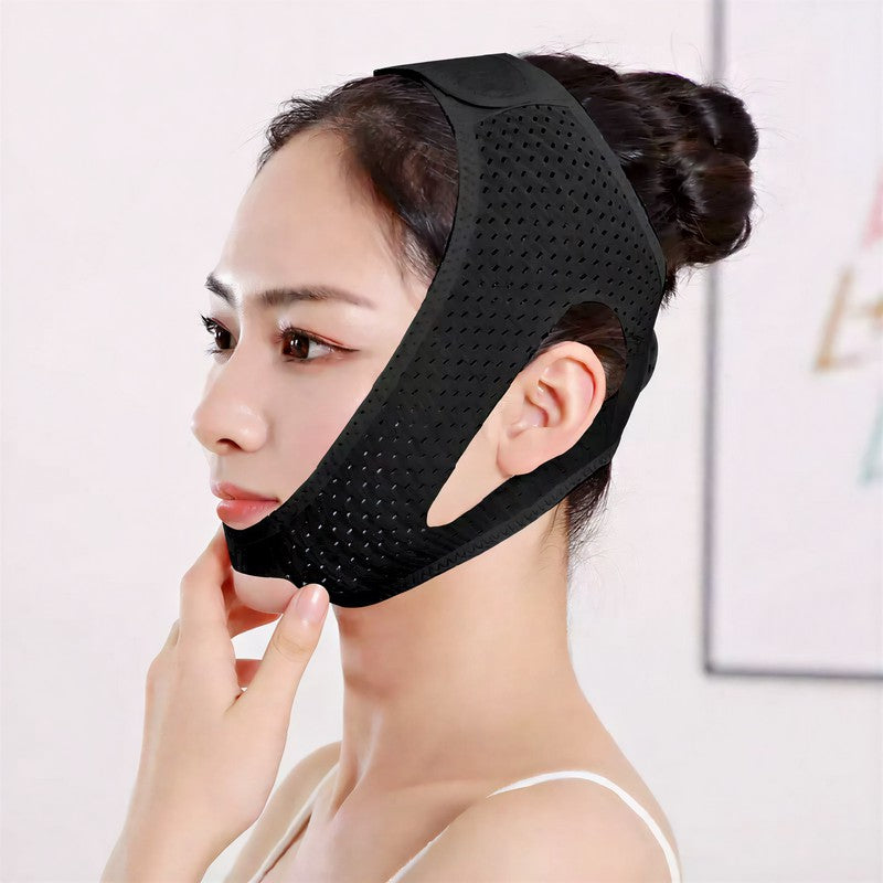 Bandage de soutien facial sculptant et respirant - Noir - One Size - image 1