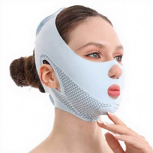 Masque facial contour alvéolé - Bleu - One Size - image 0