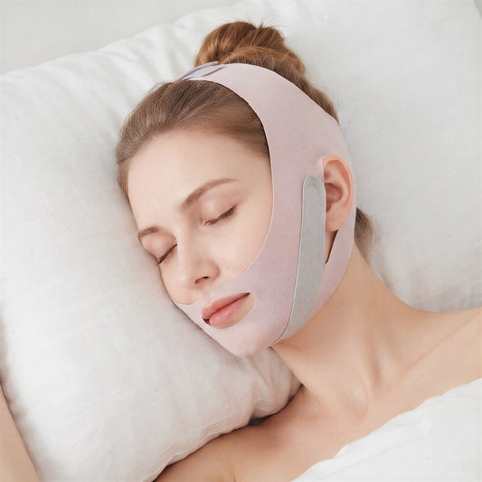 Bande de soutien faciale souple et ajustable en forme de V - Rose - One Size - image 0
