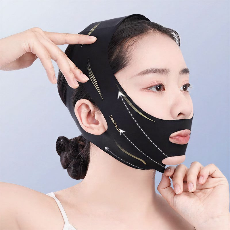Bande de soutien faciale élastique noire sculptante - image 1