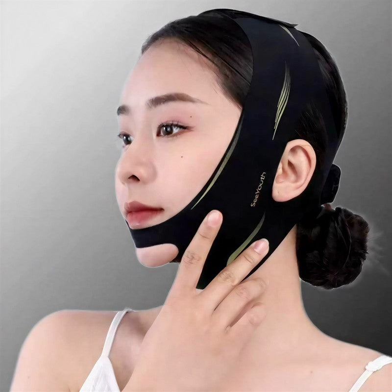Bande de soutien faciale élastique noire sculptante - image 4