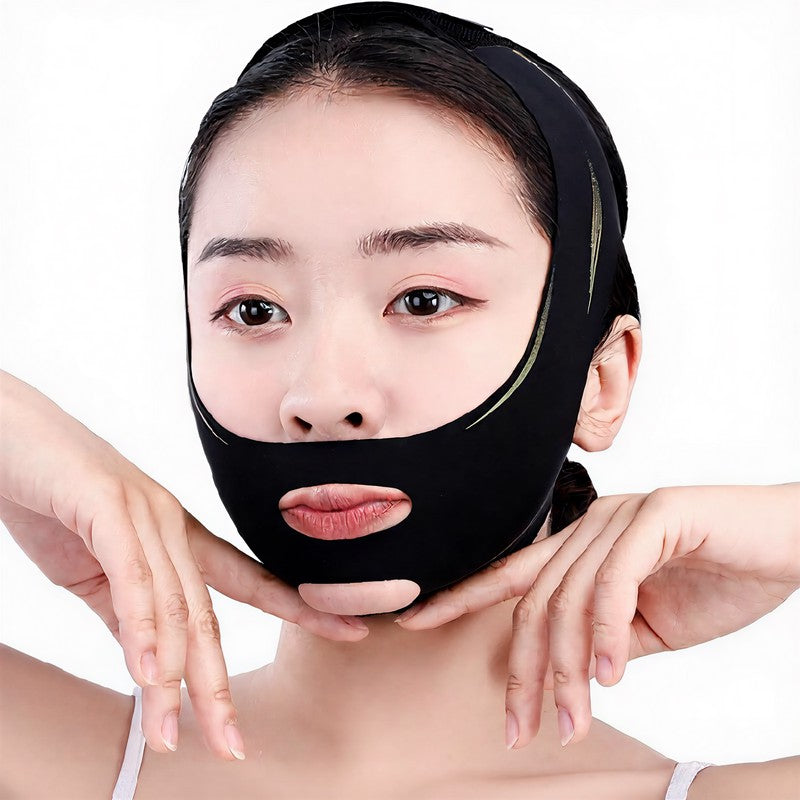 Bande de soutien faciale élastique noire sculptante - image 3