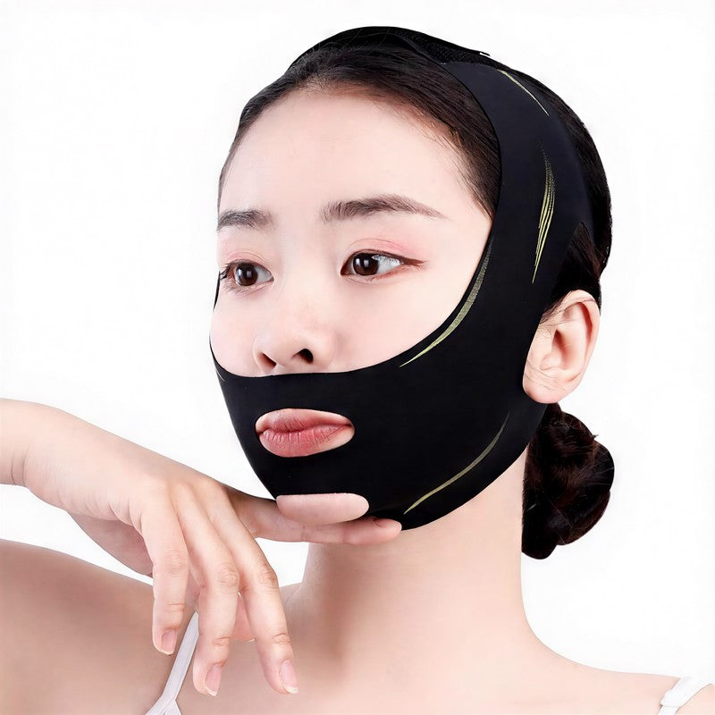 Bande de soutien faciale élastique noire sculptante - image 2