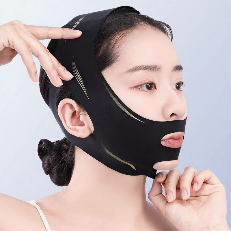 Bande de soutien faciale élastique noire sculptante - Noir - One Size - image 0