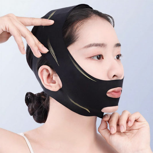 Bande de soutien faciale élastique noire sculptante - Noir - One Size - image 0