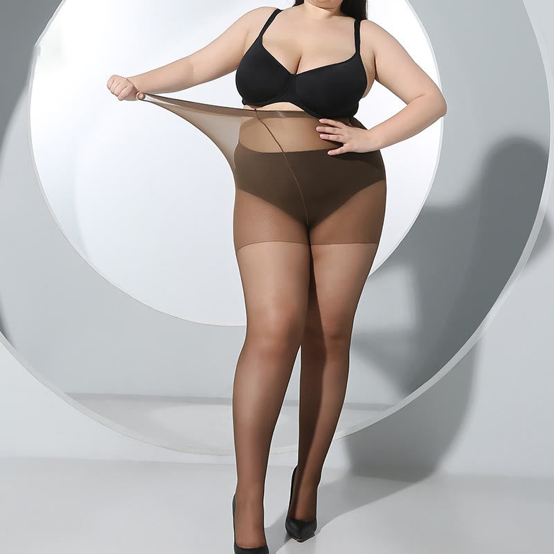 Collants transparents taille haute grande taille (3 paires) - Café - Convient à 220 lb - image 6
