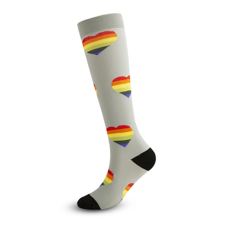 Chaussettes de compression cœur arc-en-ciel (3 paires) - image 3