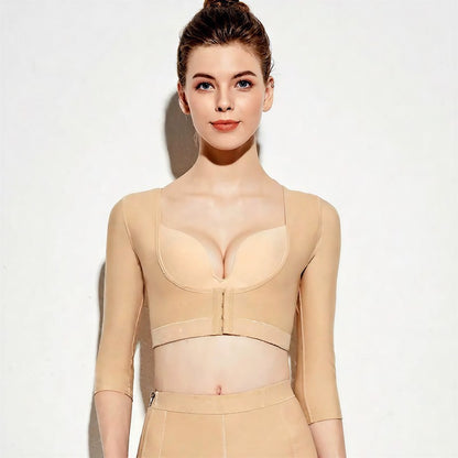 Haut gainant à col en U et fermeture avant ajustable - Nu - 2XL - image 0