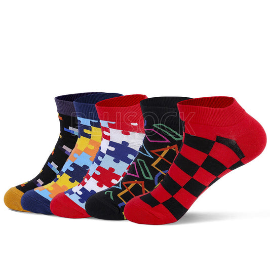 Chaussettes puzzle cheville (5 paires) - 40 - Multicolore - image 0