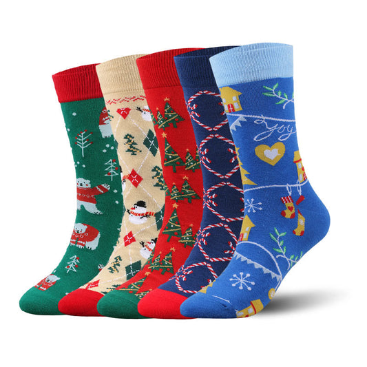 Chaussettes de Noël douces grande taille (5 paires) - Multicolore - EU43-49 (US9-14) - image 1