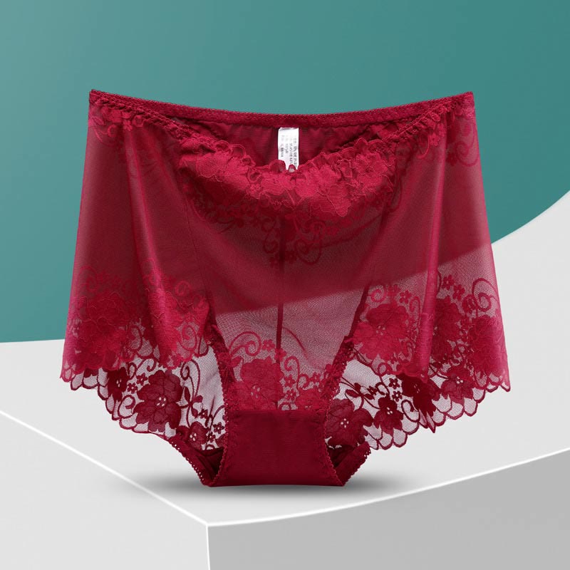 Culotte taille haute en dentelle creuse grande taille (5 paires)