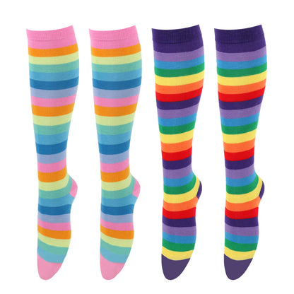 Chaussettes hautes à rayures arc-en-ciel (3 paires)