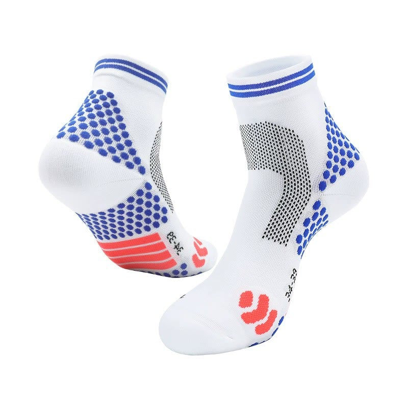 Chaussettes de compression professionnelles à haute élasticité (3 paires) - Blanc et bleu - L - image 10